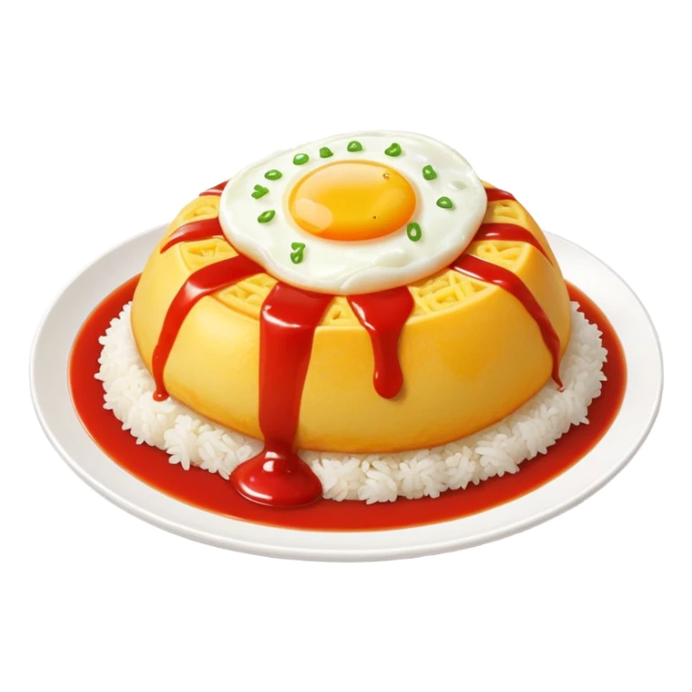 Japanese omurice dish with ketchup on top sticker