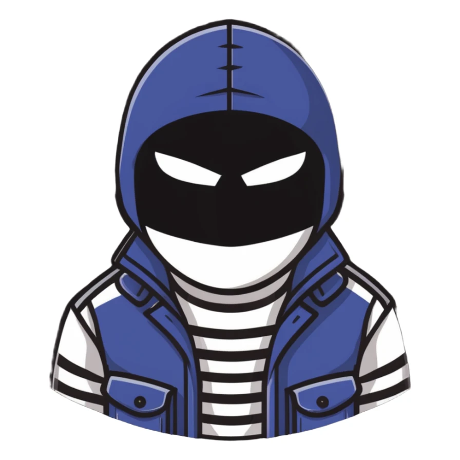classic robber with mask and striped shirt sticker
