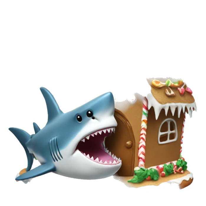 Shark sitting in a gingerbread house  sticker