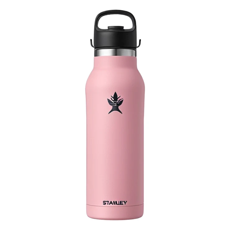 Botella de agua stanley quencher 2.0 con agarrado minimalista rosado sticker