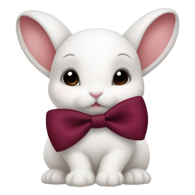 Baby bunny with coquette burgundy bow on ear sticker