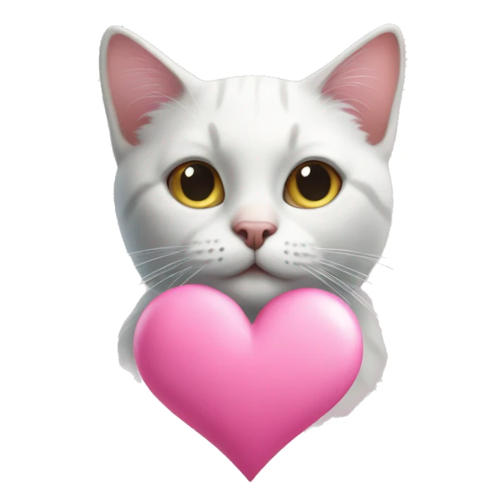 Cat and pink heart  sticker