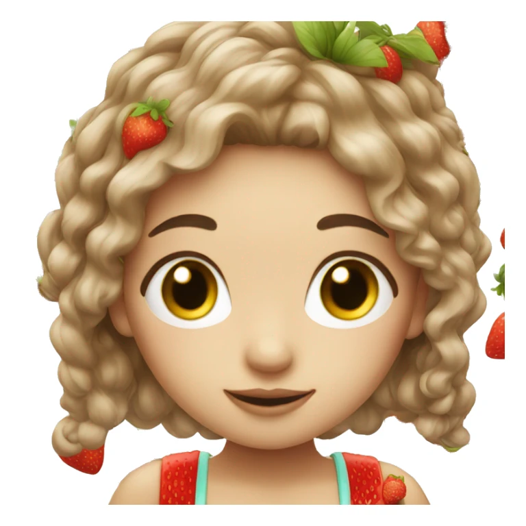 Strawberry girl long hair sticker