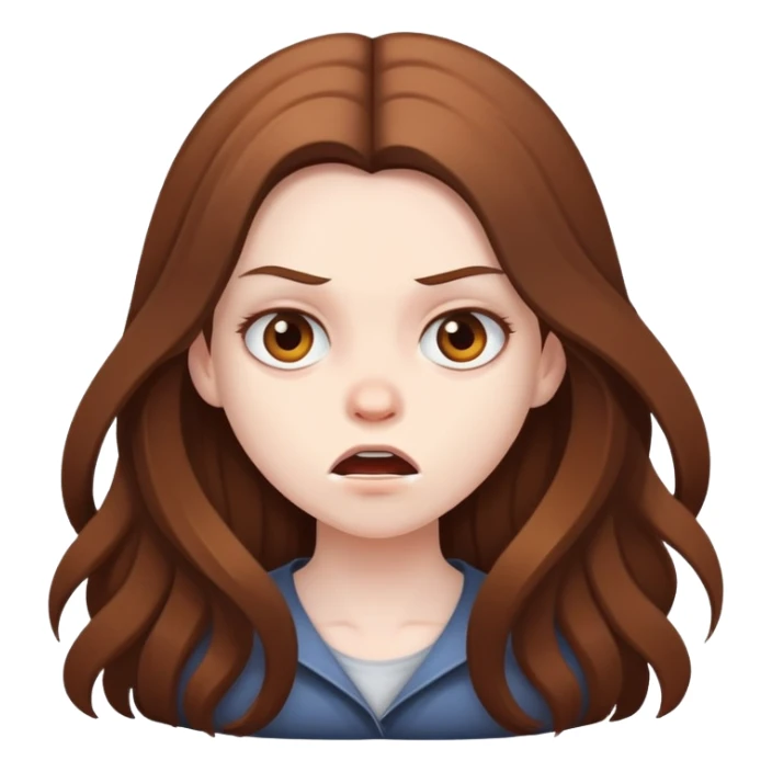 Mad girl with brown long hair  sticker