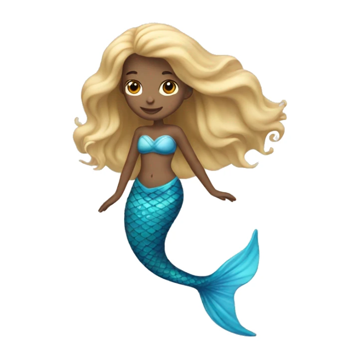 light skinned blue mermaid swimming sticker