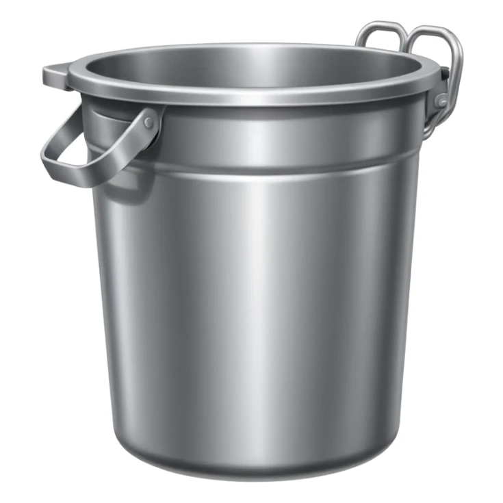 a spoon on a stainless steel garbage can sticker