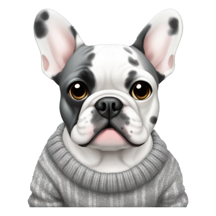 Grey with black spots French  bulldog in sweater sticker