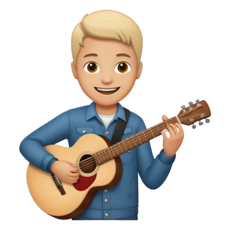 A Heart how is holding a guitar and smile sticker