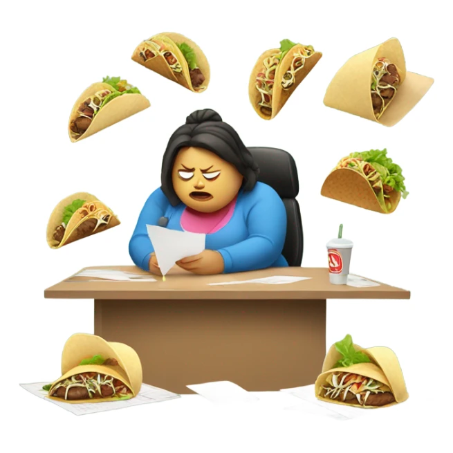 Fat women eating tacos while failing a test sticker