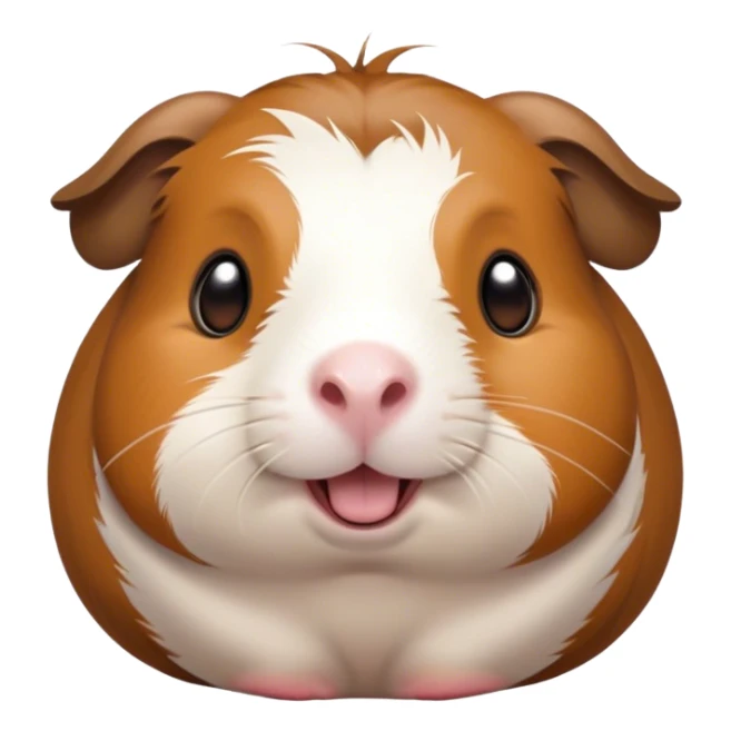 Cinematic Comical Brown and White Banded Guinea Pig Portrait Emoji, Head tilted dramatically with an exaggeratedly amused expression, featuring a striking coat with bold brown and white banding, wide, expressive dark eyes filled with playful disbelief, Simplified yet hilariously expressive features, highly detailed, glowing with a slightly sassy glow, high shine, dramatic yet playful, stylized with an air of cheeky mischief, bright and endearing, soft glowing outline, capturing the essence of a spirited and over-the-top guinea pig, so meme-worthy it feels like it could side-eye its way into internet fame instantly! sticker