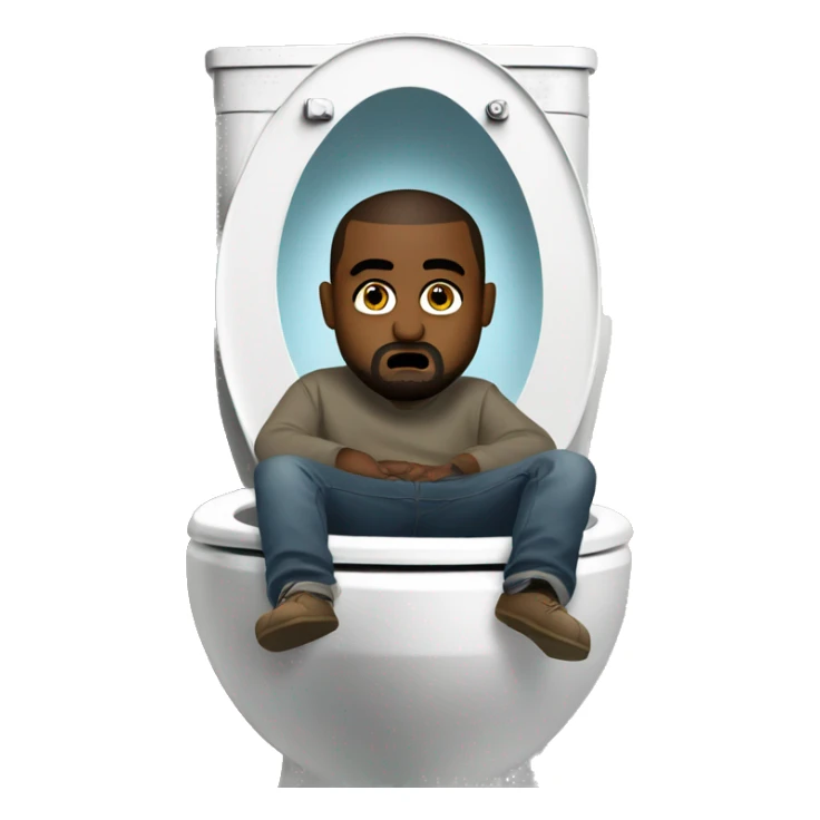 Kanye west sitting inside of a toilet sticker