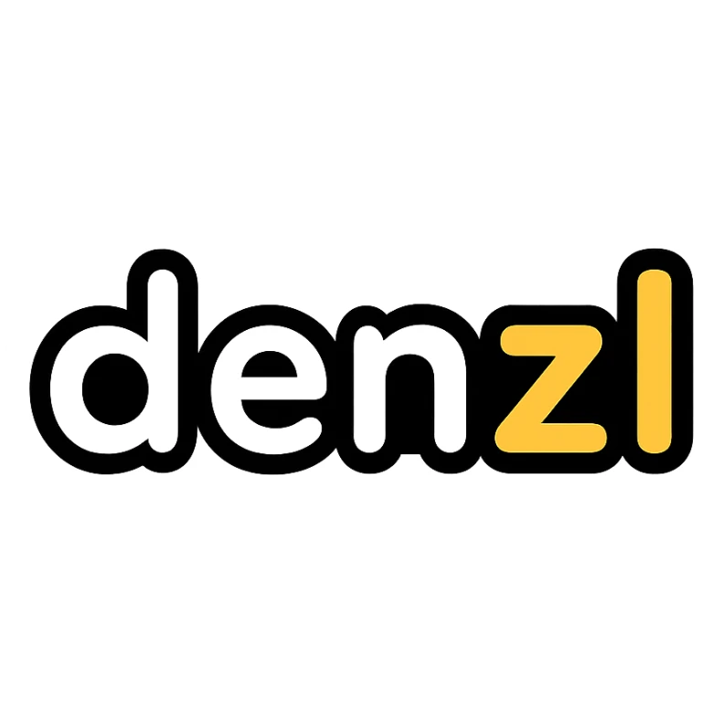 'denzl' logo, playful and rounded typography, friendly and approachable, vibrant accent color sticker