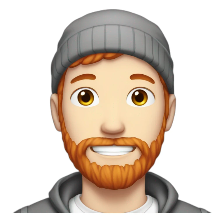 red-bearded-anime-adult-guy-white-teeth-wearing-grey-beanie-white-shirt sticker