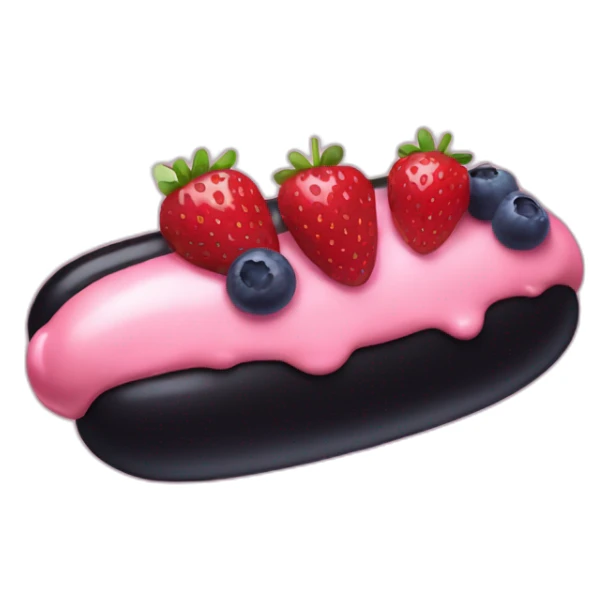 black hotdog with strawberrys, blueberrys and pink cream sticker