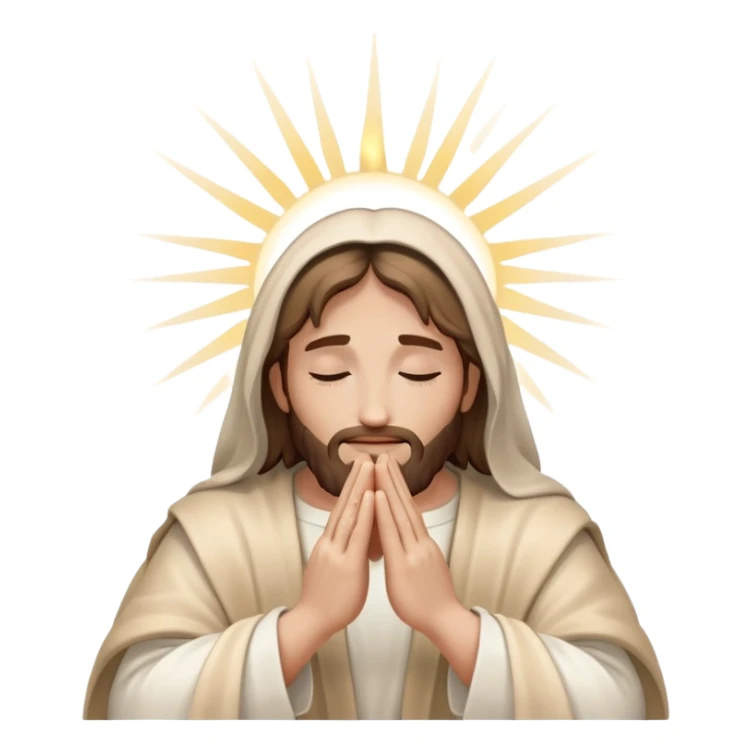 Jesus praying hands with rays of holy light emanating sticker