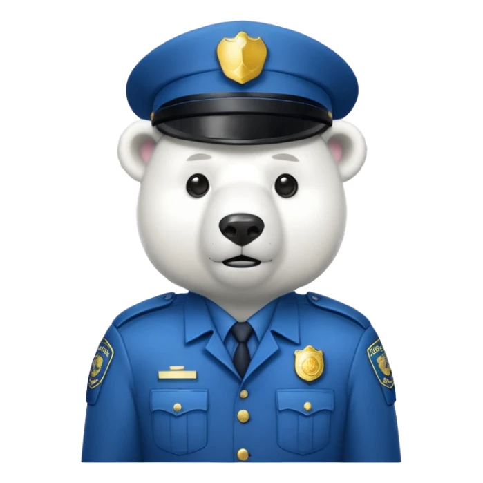 Make a humanoid polar bear dressed as a police sticker