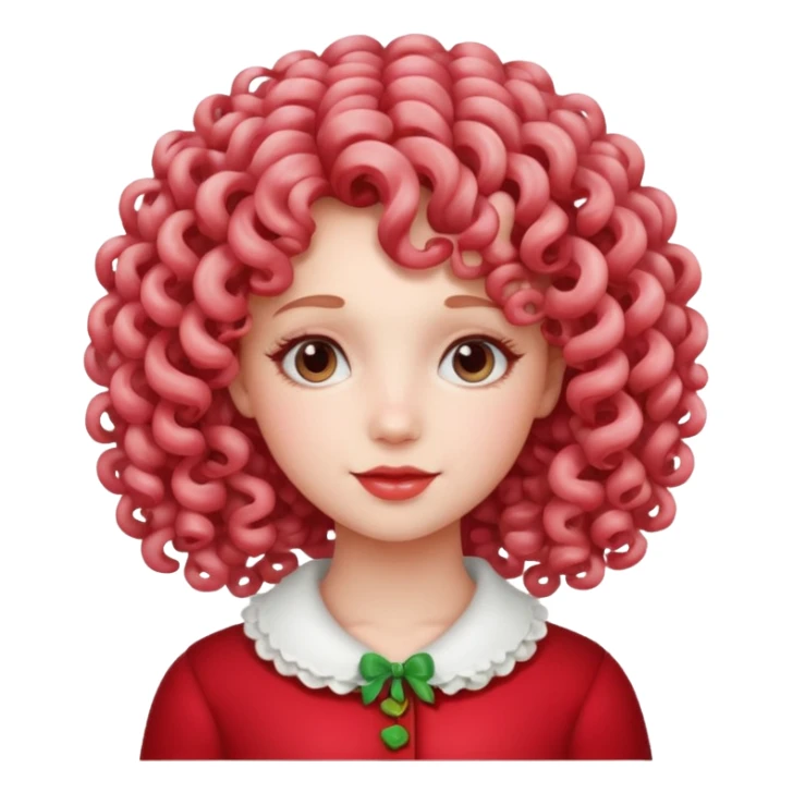 girl with curly hair made out of peppermint candy sticker