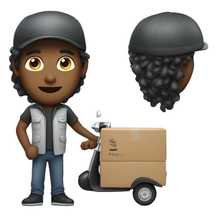 delivery man with long wavy hair on scooter sticker