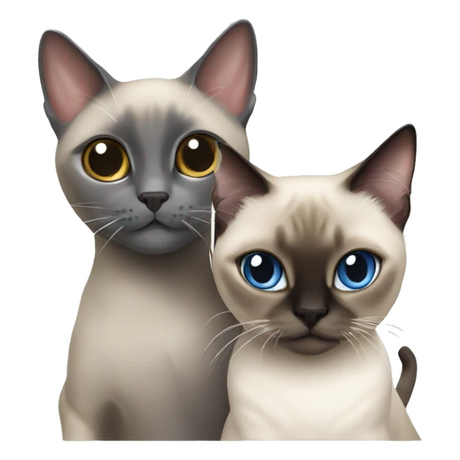 Siamese cat playing with a British gray cat sticker