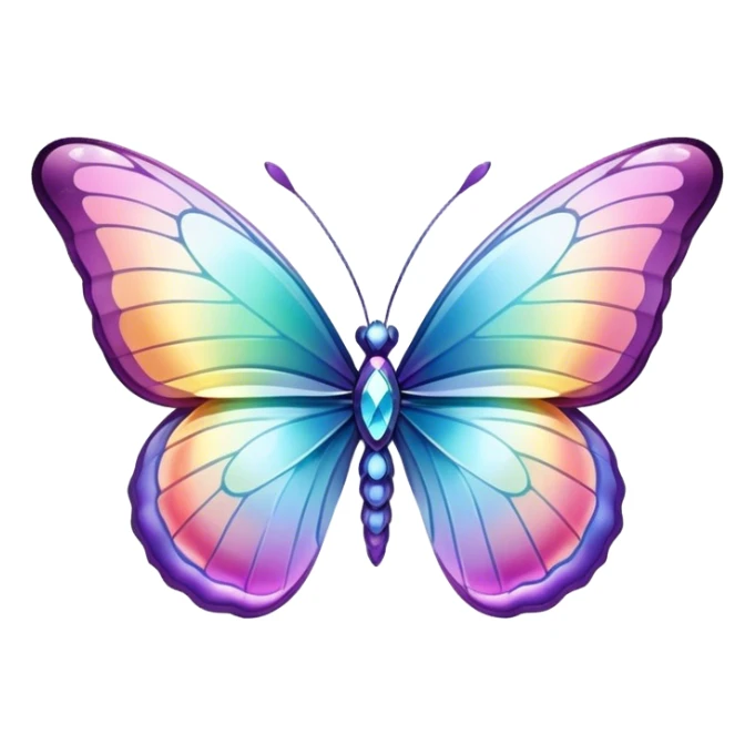 Gorgeous pretty beautiful Pastel rainbow-gradient iridescent glass crystal butterfly sticker