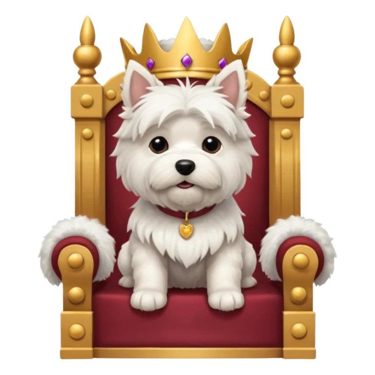 a cute west highland terrier sitting on a throne with other dogs below him sticker