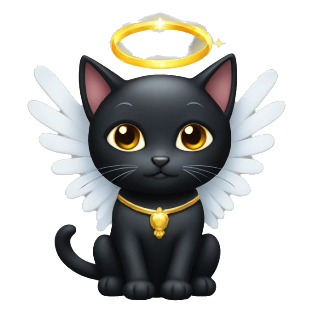 Black cat with angel halo sticker