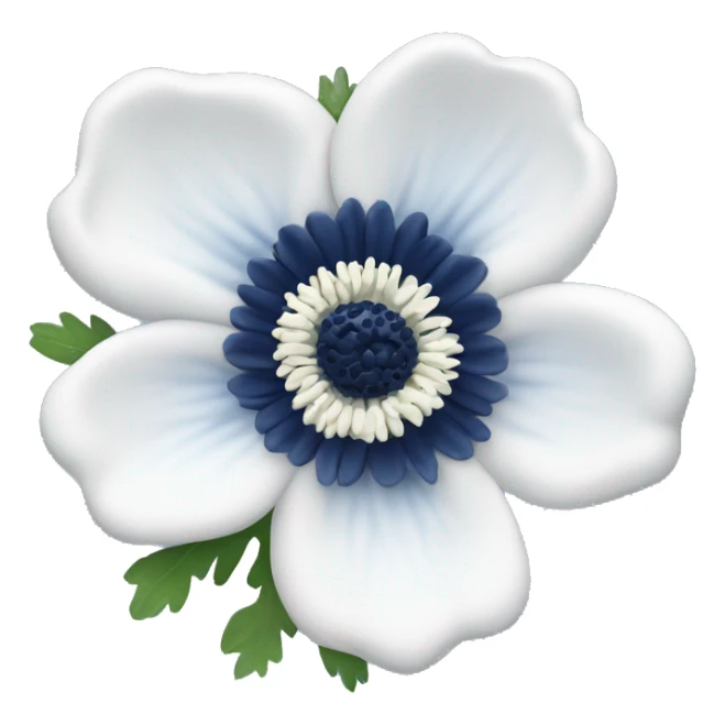 white anemone flower with navy blue center  sticker