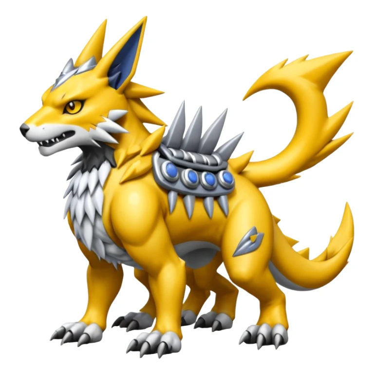  Cool Edgy Shiny Greymon-Renamon-Weregarurumon full body sticker