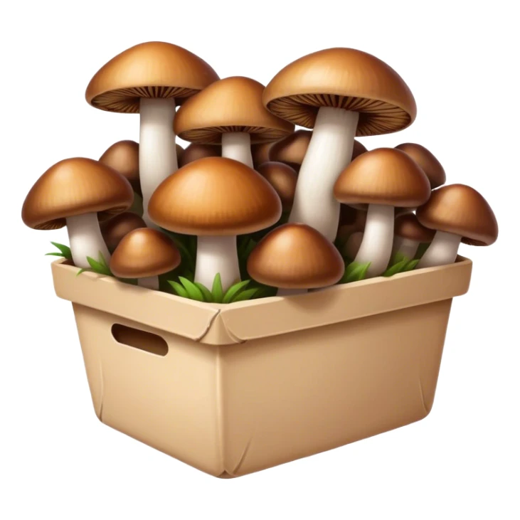 Carton of brown mushrooms sticker
