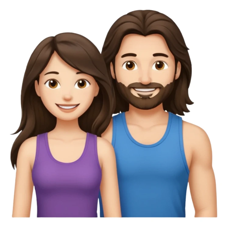 Brunette woman pegs long haired man sticker