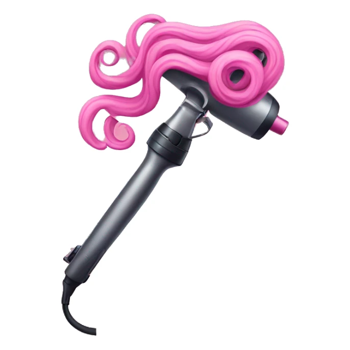 pink hair curling iron sticker