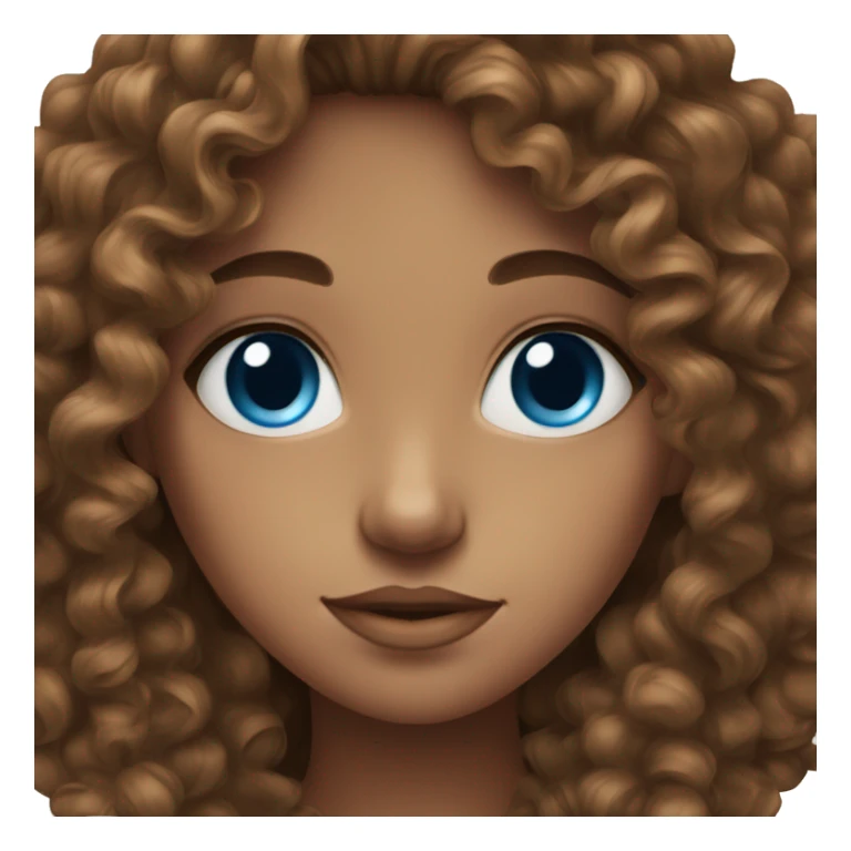blue eye girl with curly brown hair sticker