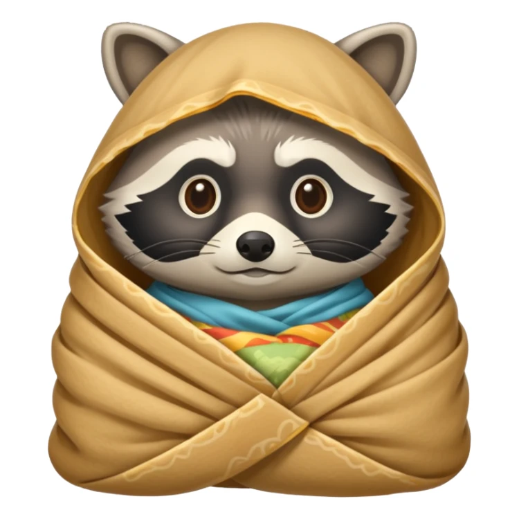 raccoon wrapped like burrito in blanket sticker