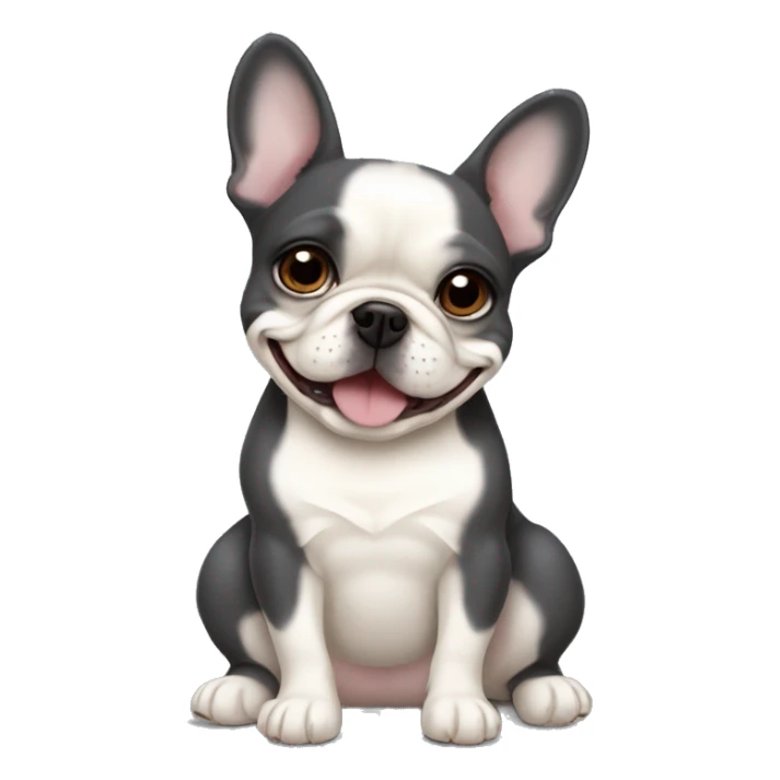 dark gray french bulldog happy hugging a cream pomeranian  sticker