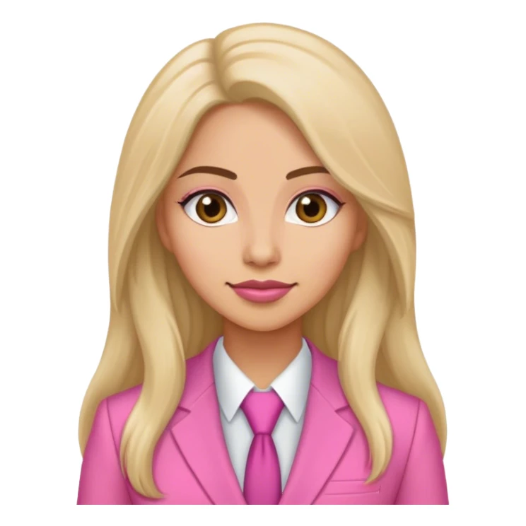 long hair white latina sales rep in pink suit sticker