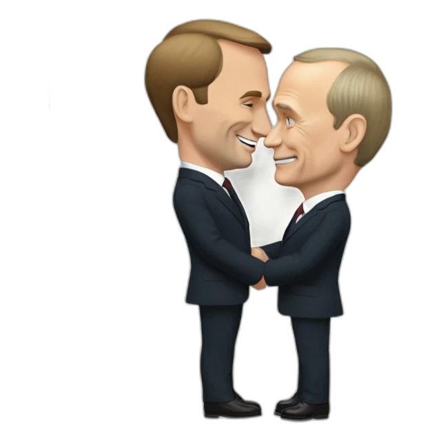 vladimir putin avec emmanuel macron qui s’embrassent sticker