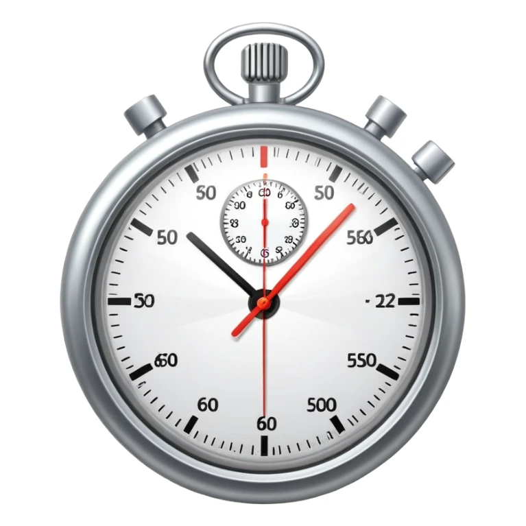 Stopwatch showing 1 minute and 58 seconds, hands pointing just before the 2-minute mark, symbolizing the two-minute rule in productivity sticker