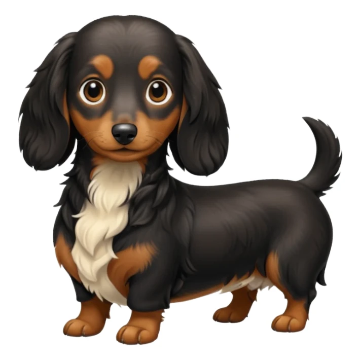Black and cream long haired dachshund getting groomed sticker