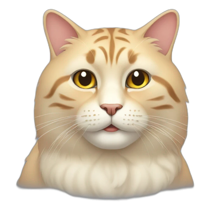 big fat male asian cat with long hair sticker
