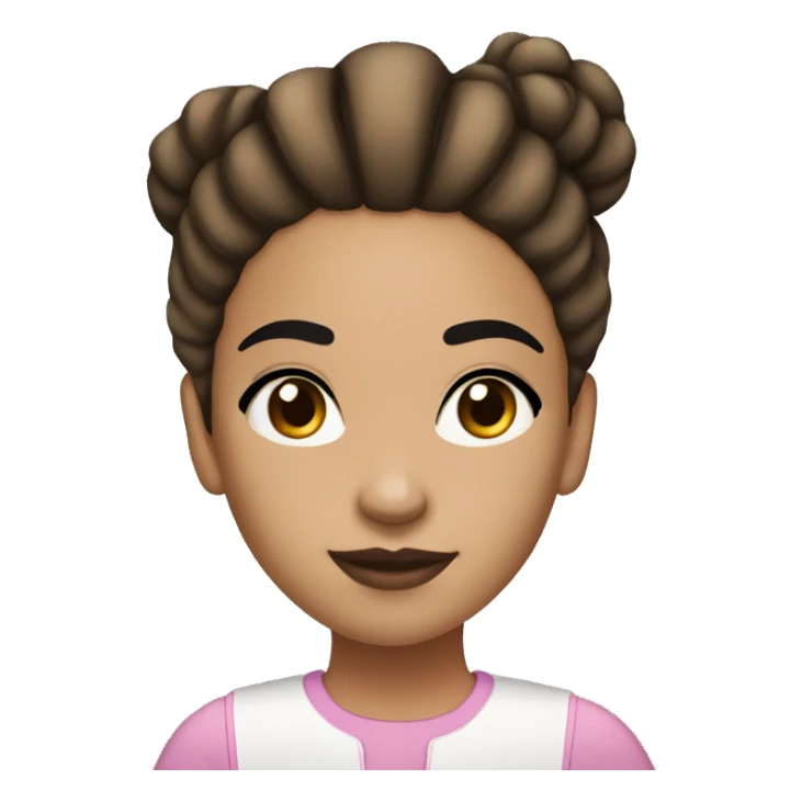 Light skin girl with bun Brown hair very thick black eyebrows  sticker