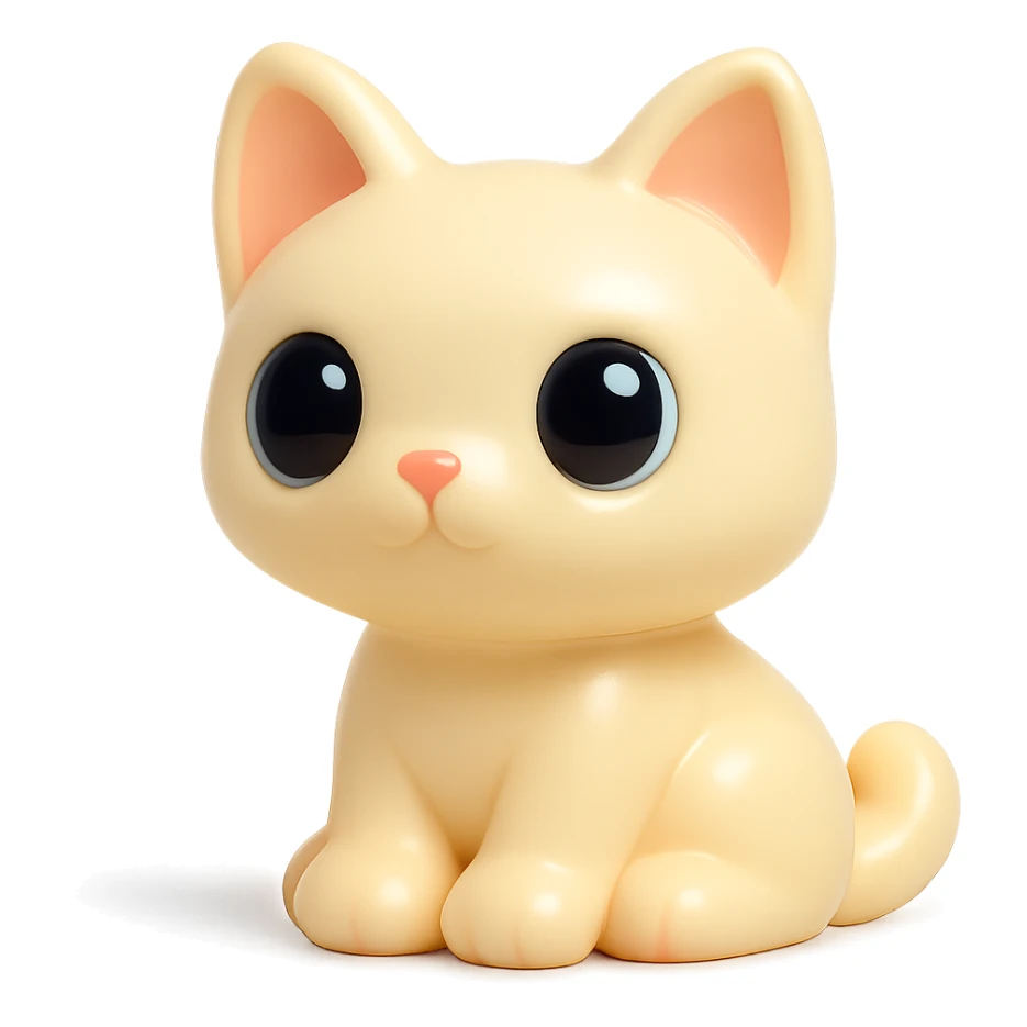 cute cat, big eyes, sitting pose, vinyl figure style sticker