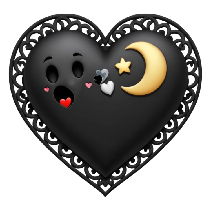 goth heart with a black lace heart moon sticker