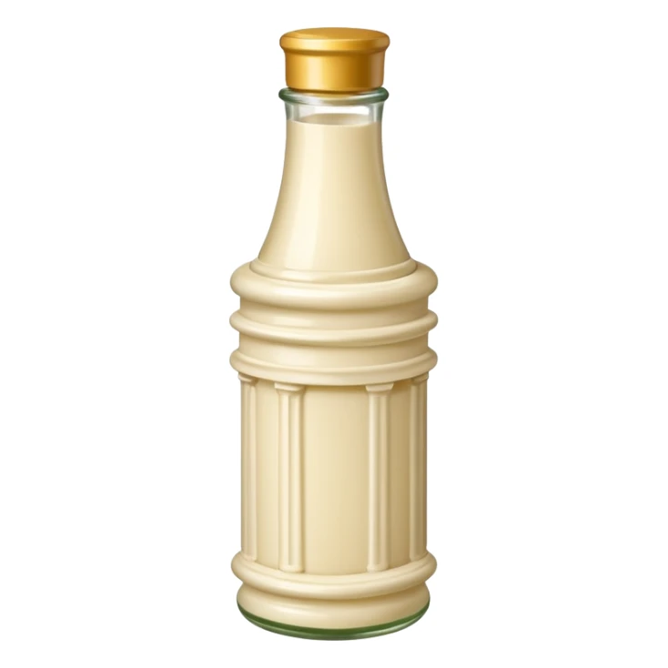 Creamy salad dressing in a bottle shaped like a roman column sticker