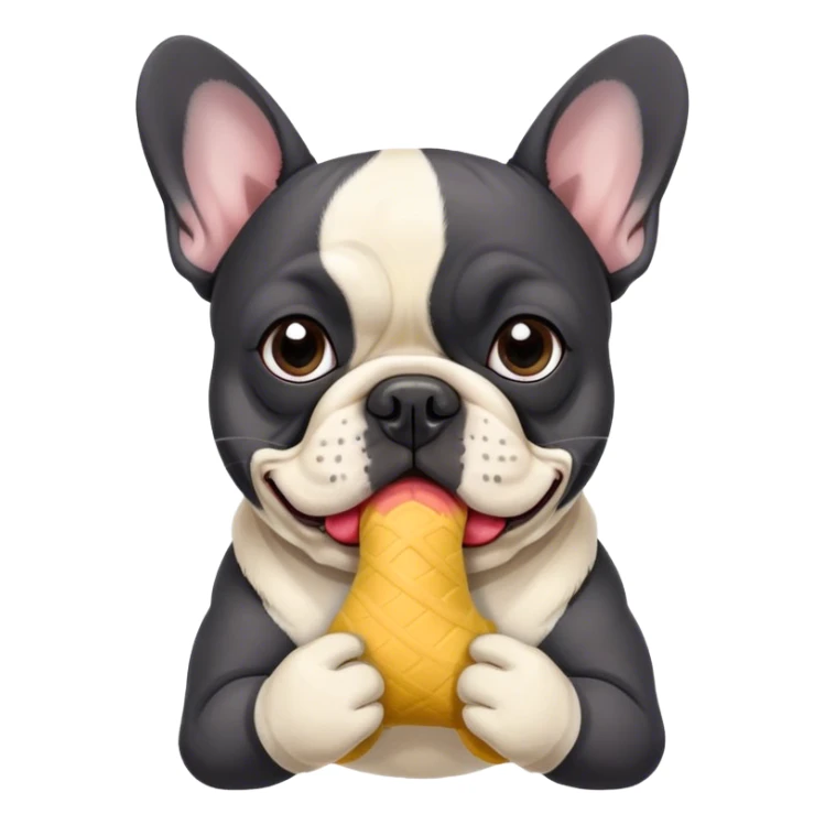 Black and white frenchie eating a sock  sticker