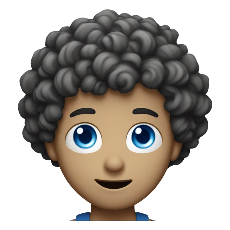 A curly-haired man shrugging with blue eyes and white skin sticker
