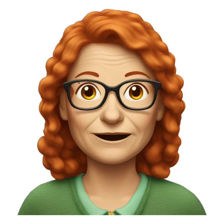 older irish woman with long red hair and glasses sticker