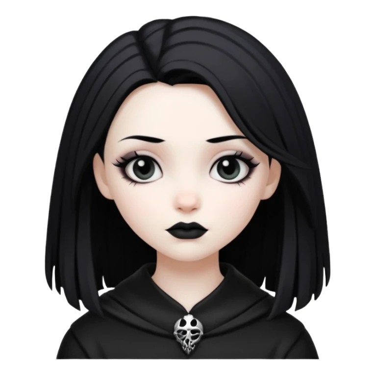 goth girl black and white hair sticker