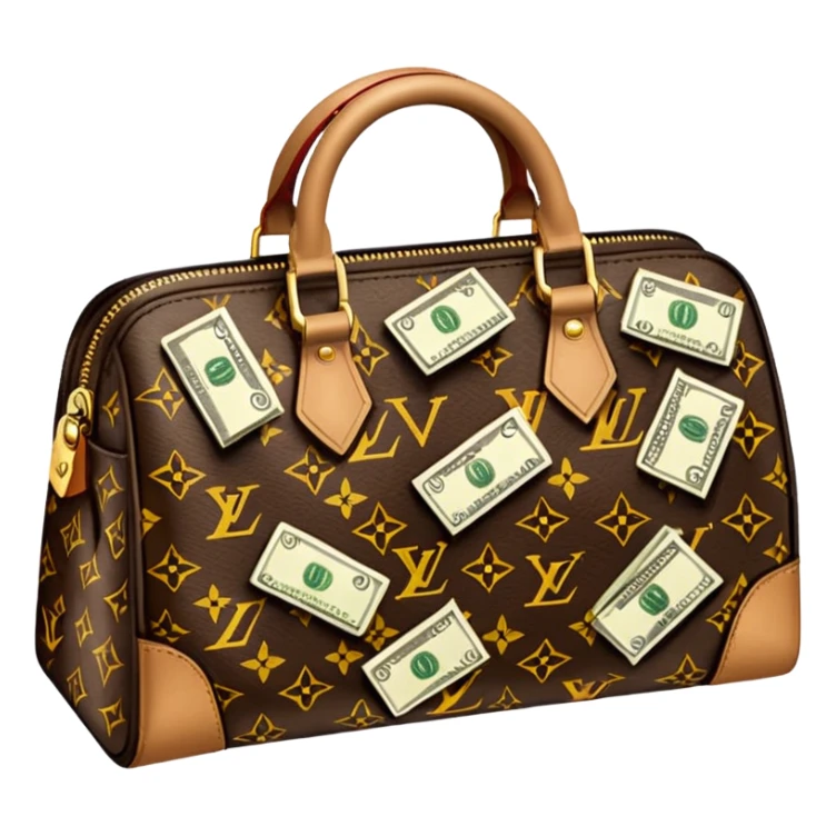 Louis Vuitton purse with dolars in the bag sticker