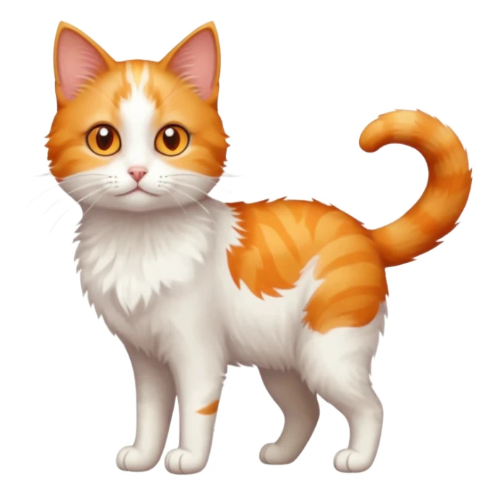 full body of tiny + skinny ginger and white cat with deep orange eyes sticker