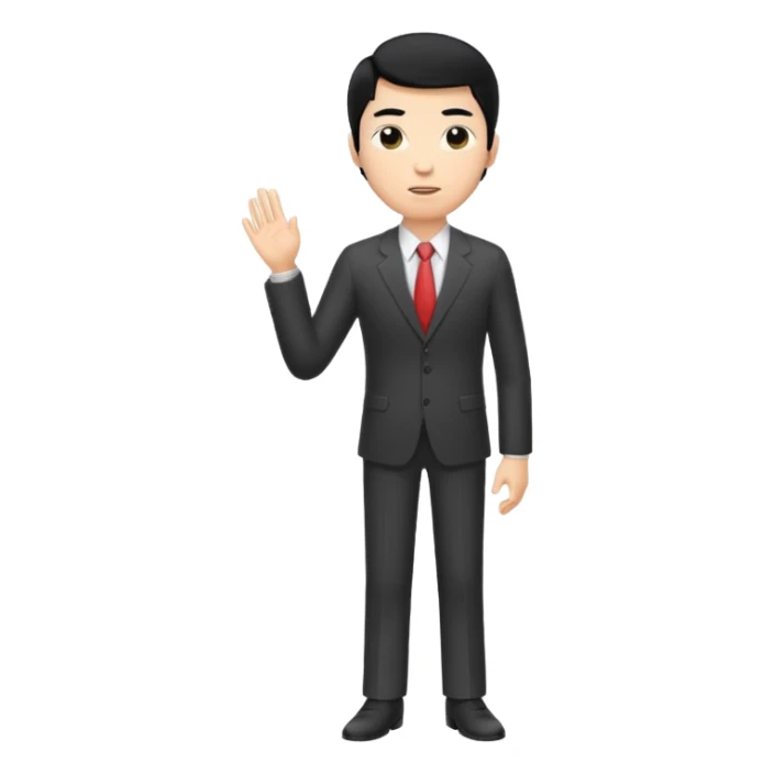 one tall, lean, business man talking, black hair, asian sticker